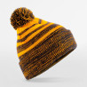 Czapka zimowa z pomponem Team Stripe Beanie - B476:Gold, 52% poliester / 47% akryl / 1% elastan, czarny, One Size